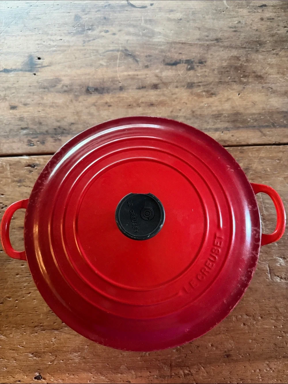 Le Creuset Red Enamel Dutch Oven 28 with Black Knob